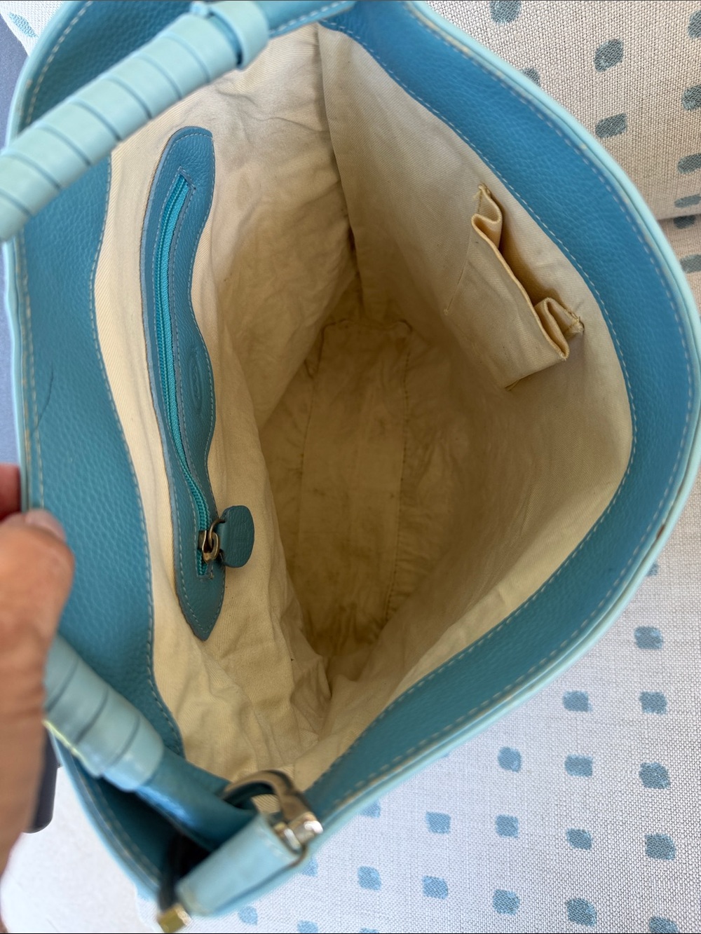 Tod’s Miky Y2K cerulean blue leather hobo bag w/dustbag, great vintage condition - Picture 10 of 16